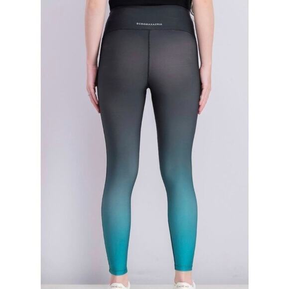BCBGMAXAZRIA teal ombre velvet trimmed active athletic leggings size large new!! - Picture 11 of 12
